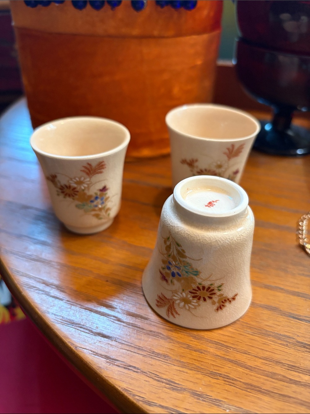 Ceramic Floral Espresso Cups in Cream - Set of 3